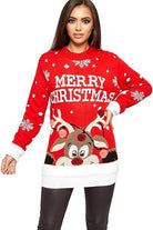 Merry Christmas Snowflake Jumper Tops WearAll Red 8-10