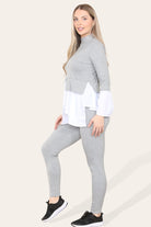 Ribbed Lounge Wear Flared Shirt and Leggings Co-Ord Set Loungewear WearAll