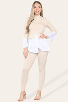 Ribbed Lounge Wear Flared Shirt and Leggings Co-Ord Set Loungewear WearAll