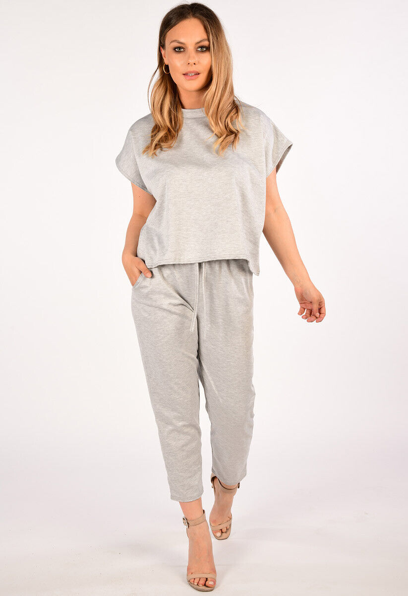 Boxy Short Sleeved Round Neck Two Piece Loungewear Tracksuit Loungewear WearAll Silver 8-10