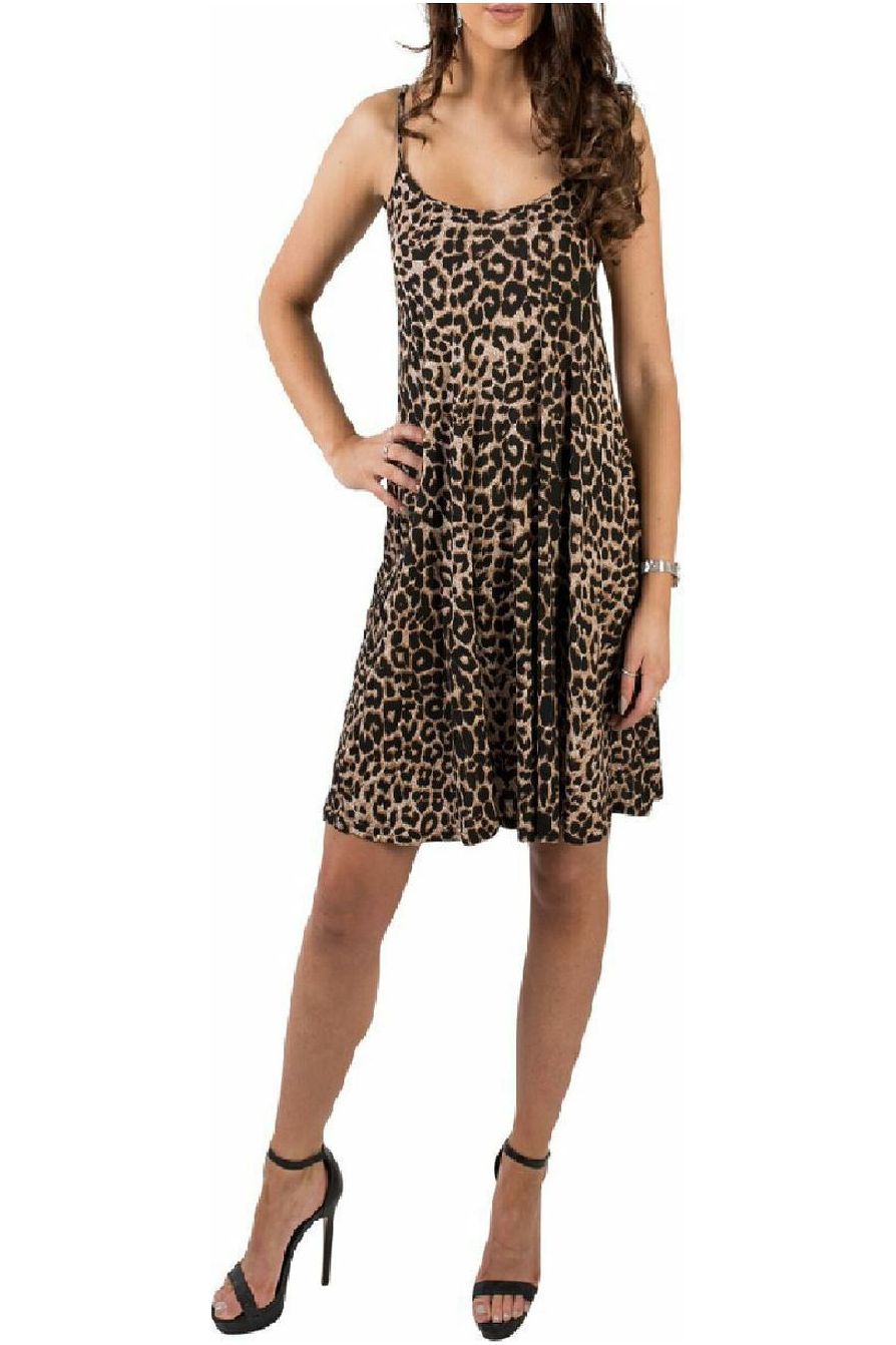 Leopard Print Strappy Dress Vest Top Dress WearAll Leopard 8-10