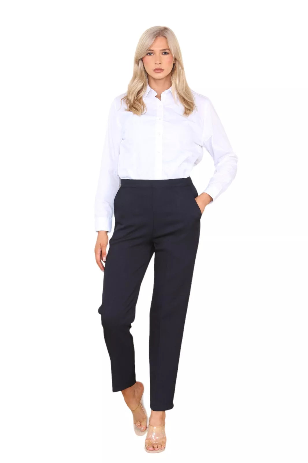 Half Elasticated Pocket Trouser Trousers WearAll Black 8 25