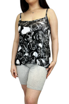 Skull Rose Print Plain Swing Cami Vest Top Top WearAll Skull Rose 12-14