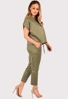 Boxy Short Sleeved Round Neck Two Piece Loungewear Tracksuit Loungewear WearAll