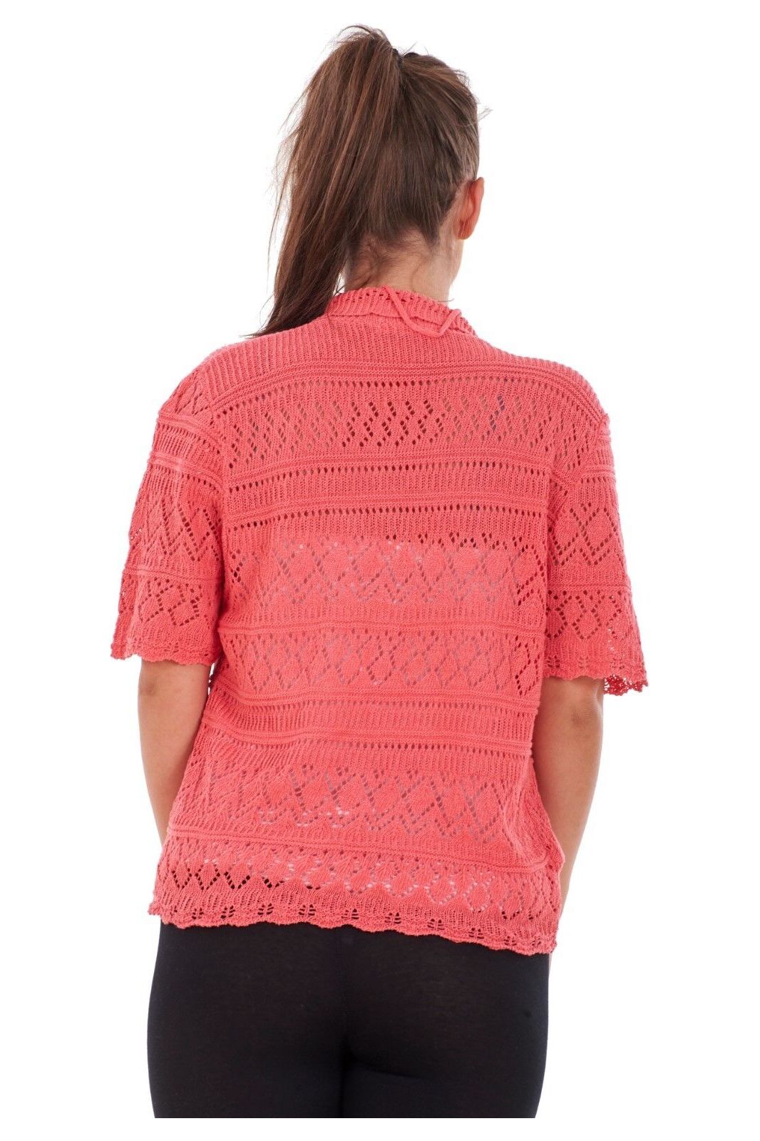 Plus Size Knitted Crochet Short Sleeve Shrug Tops WearAll