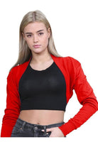 Long Sleeve Ribbed Bolero Shrug Tops WearAll Red 8-10