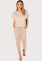 Boxy Short Sleeved Round Neck Two Piece Loungewear Tracksuit Loungewear WearAll