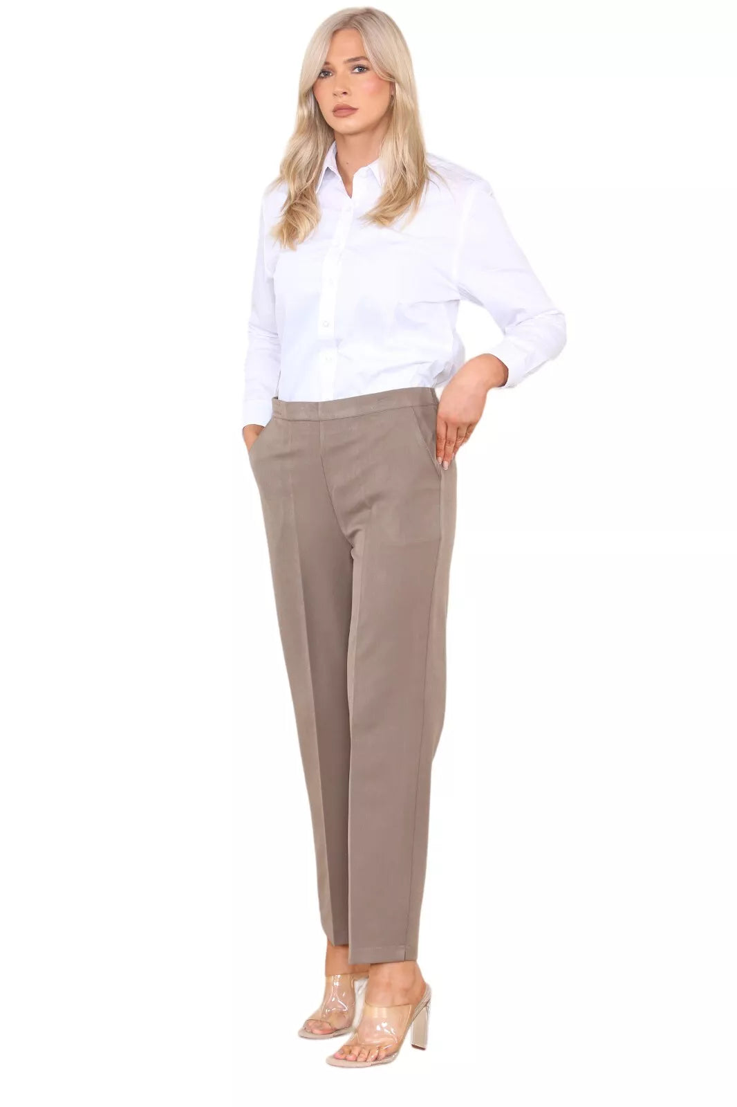 Half Elasticated Pocket Trouser Trousers WearAll Taupe 8 25