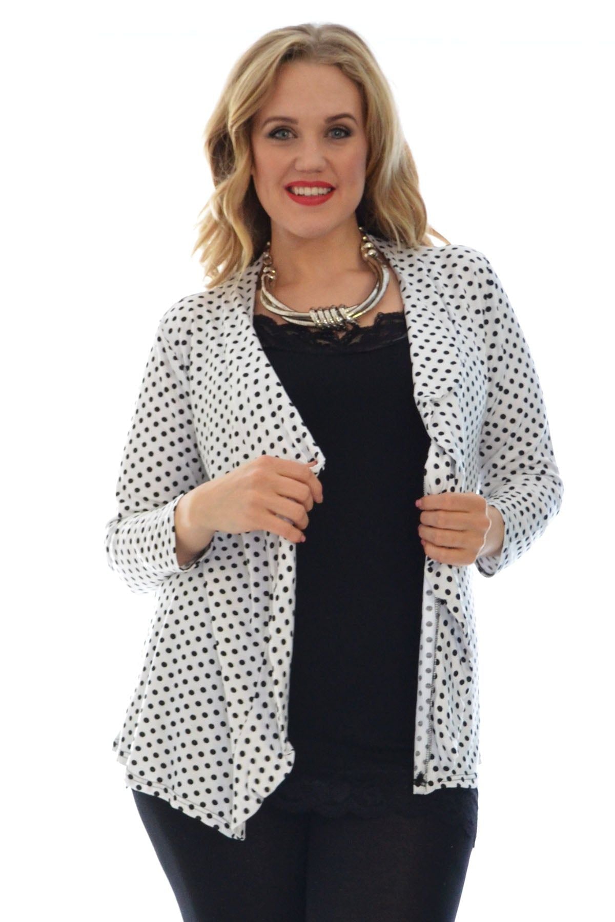 Polka Dot Spot Print Cardigan Top cardigan WearAll White 18