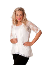 Lace Open Cardigan Top cardigan WearAll Cream 14