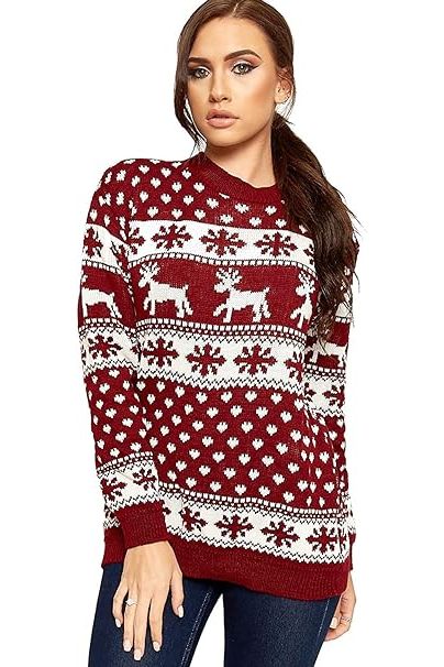 Merry Christmas Snowflake Jumper Tops WearAll Snowflake Wine 8-10