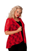 Lace Open Cardigan Top cardigan WearAll Red 14