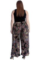 Plus Size Wine Paisley Print Wide Leg Palazzo Trouser Palazzo WearAll