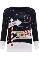 Merry Christmas Snowflake Jumper Tops WearAll To the Pub Navy 8-10