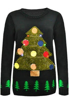 Merry Christmas Snowflake Jumper Tops WearAll Tree / Black 8-10