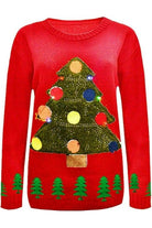 Merry Christmas Snowflake Jumper Tops WearAll Tree / Red 8-10