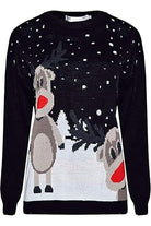 Merry Christmas Snowflake Jumper Tops WearAll Twin Reinder Black 8-10