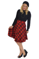 Tartan Flared Elastic Waist Skater Skirt Skirt WearAll