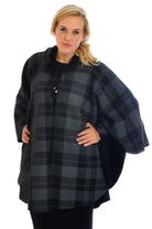 Faux Fur Collar Check Tartan Print Tops WearAll