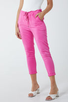 Glitter Drawstring Pocket Panel Trousers TRS1 WearAll Hot Pink One Size