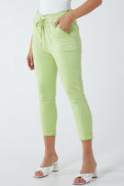 Glitter Drawstring Pocket Panel Trousers TRS1 WearAll Lime One Size