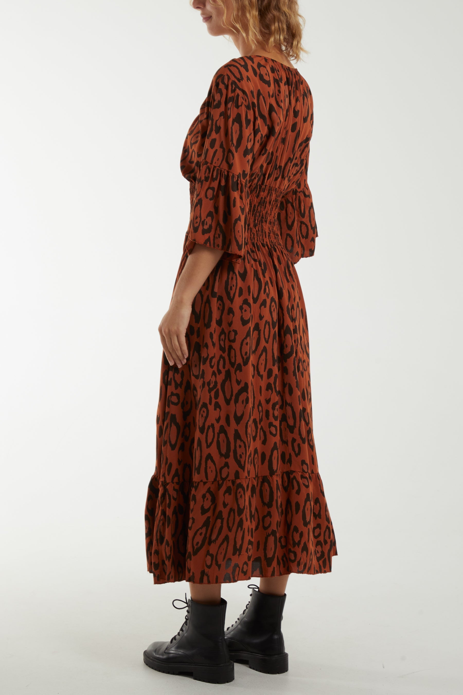 Leopard Shirred Bodice Maxi Dress Dresses WearAll