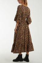 Leopard Shirred Bodice Maxi Dress Dresses WearAll