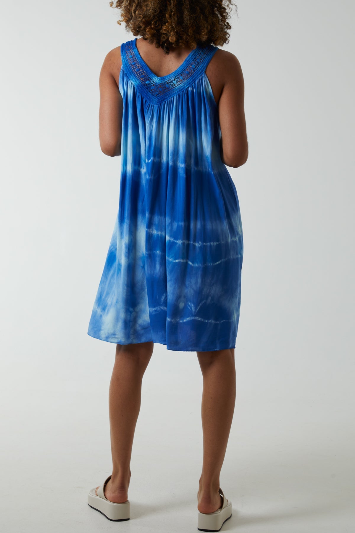 Tie Dye Dress With Crochet Neck Line DMF2 WearAll