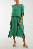 Cami Dress with Crop T Shirt Overlay Co-Ords WearAll Jade One Size