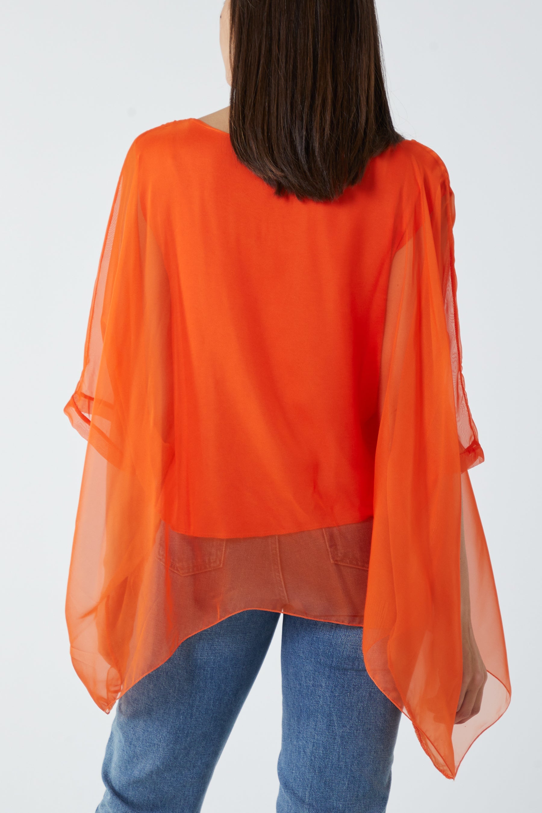 Lightweight Round Neck Sheer Blouse TOPMF2 WearAll