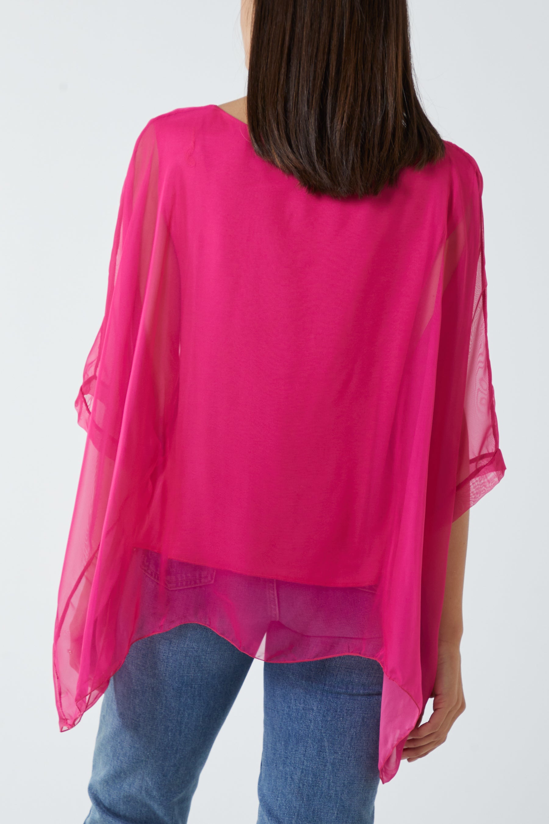 Lightweight Round Neck Sheer Blouse TOPMF2 WearAll