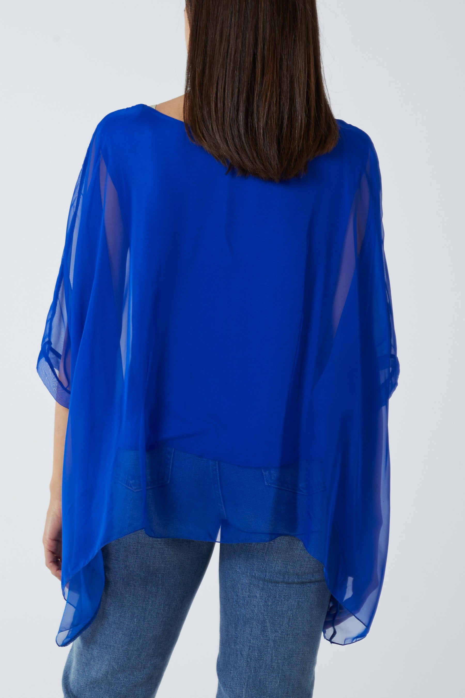 Lightweight Round Neck Sheer Blouse TOPMF2 WearAll