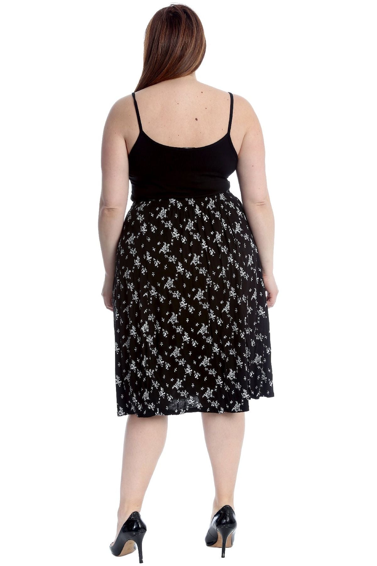 Plus Size Floral Print Midi Skirt Skirt WearAll