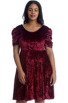 Plus Size Skater Style Velvet Cross Back Dress Dress WearAll