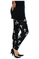 Black Cross Print Stretchy Leggings