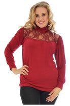 Lace Turtle Neck Long Sleeve Top Tops WearAll