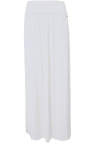 Pleated Fold Over High Waist Gypsy Long Maxi Skirt Skirt WearAll White 12-14