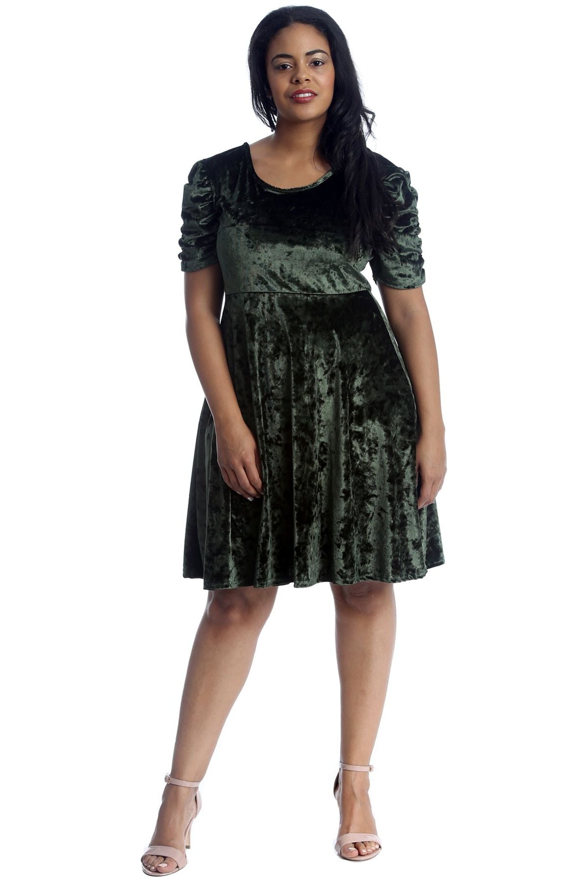 Plus Size Skater Style Velvet Cross Back Dress Dress WearAll