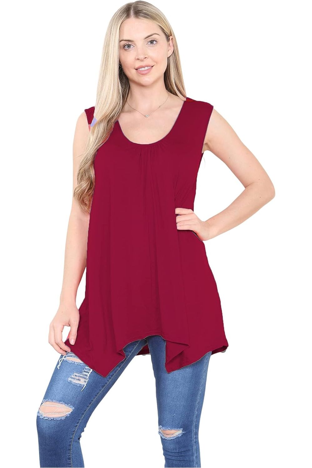 Sleeveless Hanky Hem Vest Top