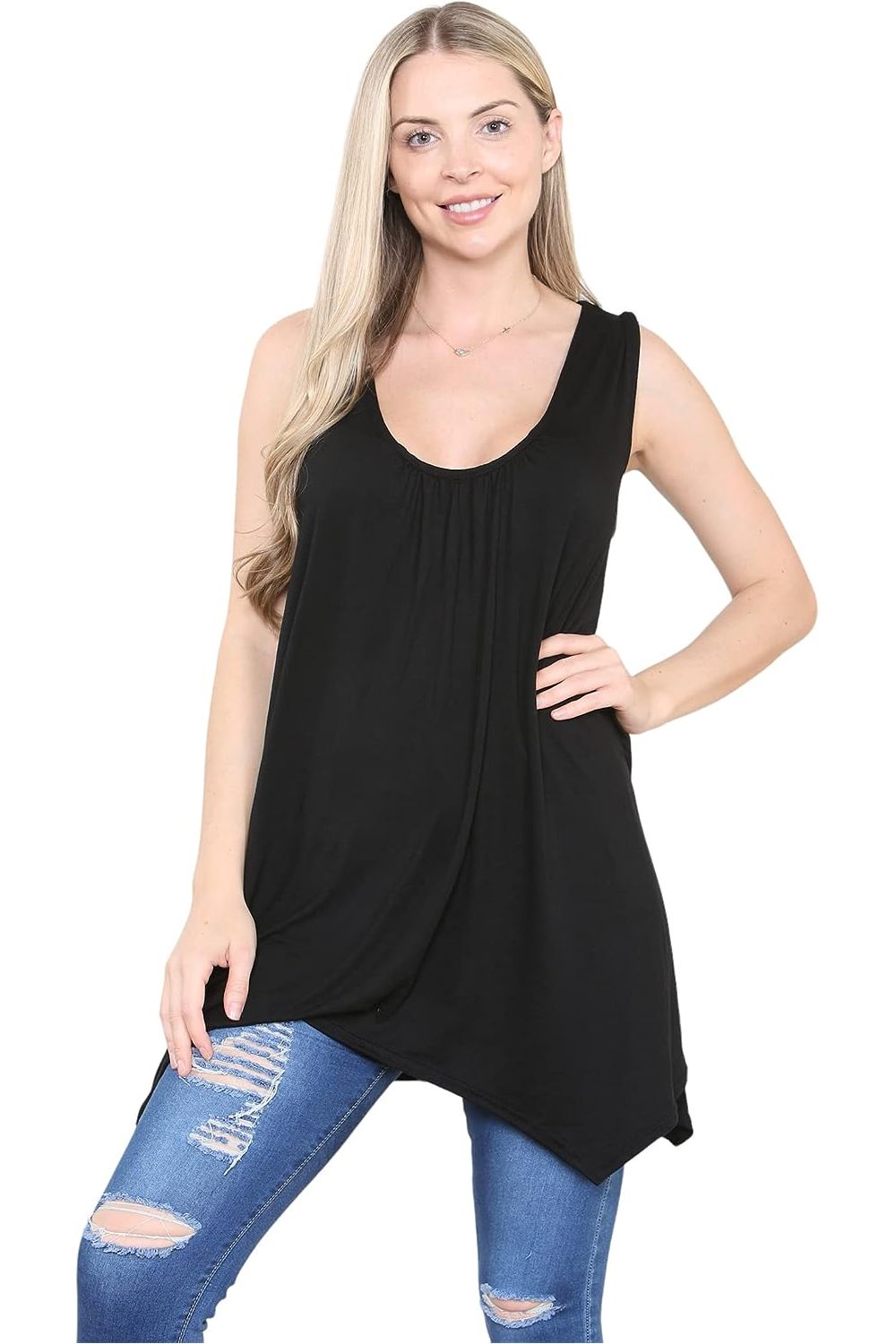 Sleeveless Hanky Hem Vest Top