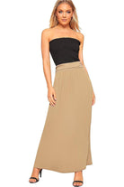 Plus Size Pleated Fold Over High Waist Gypsy Long Maxi Skirt