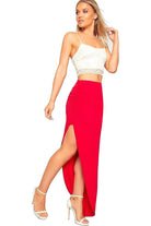 Side Split Slit Maxi Skirt