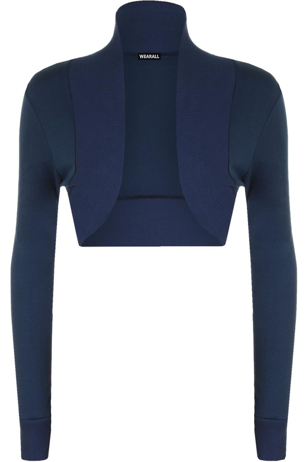 Long Sleeve Ribbed Bolero Shrug Tops WearAll Navy Blue 8-10