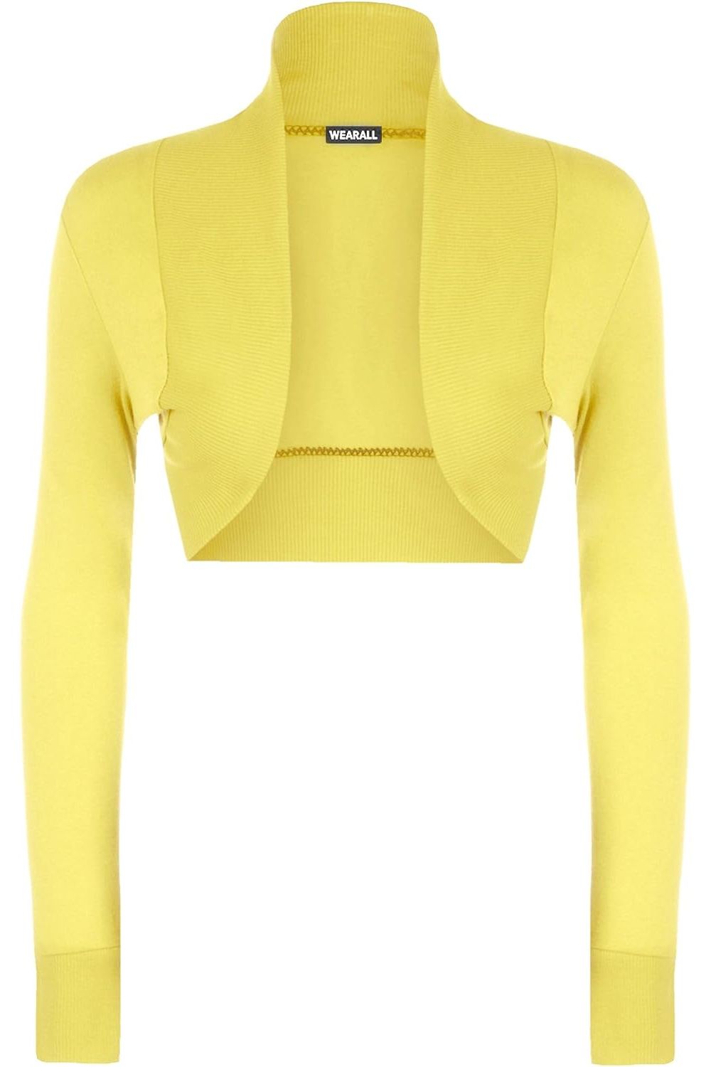 Long Sleeve Ribbed Bolero Shrug Tops WearAll Yellow 8-10