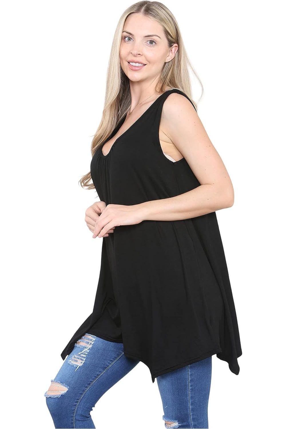 Sleeveless Hanky Hem Vest Top