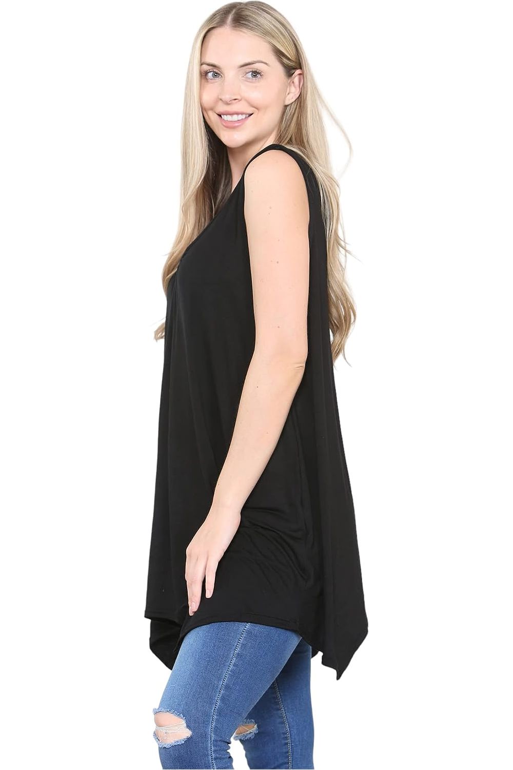 Sleeveless Hanky Hem Vest Top