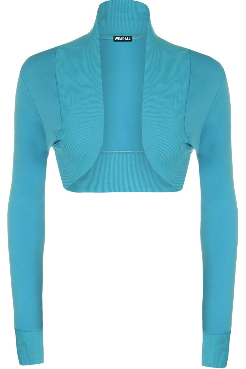 Long Sleeve Ribbed Bolero Shrug Tops WearAll Turquoise 8-10