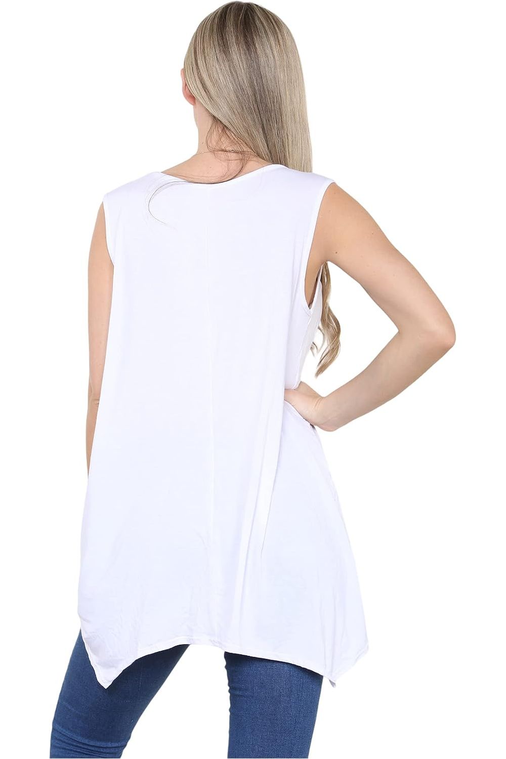 Sleeveless Hanky Hem Vest Top