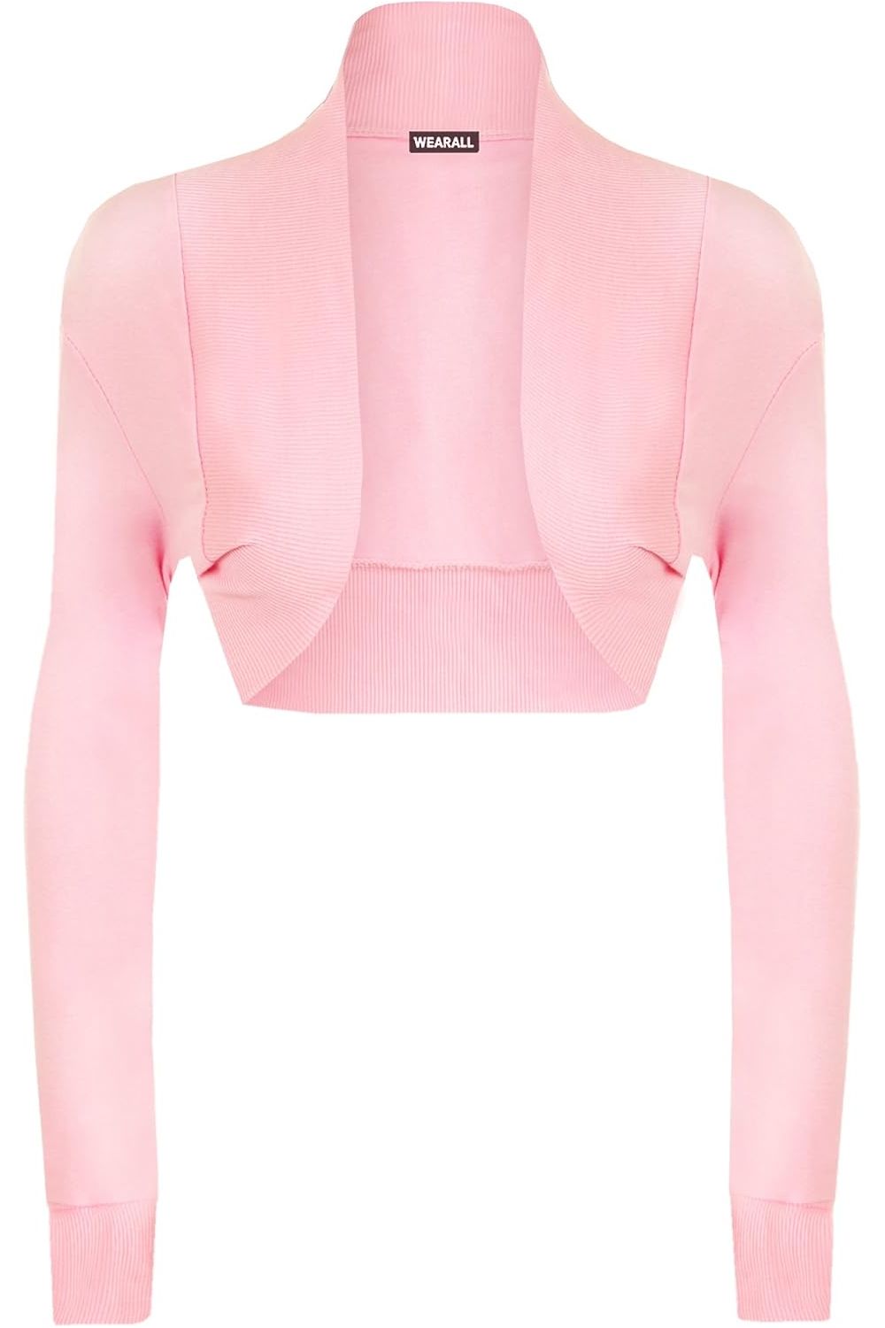 Long Sleeve Ribbed Bolero Shrug Tops WearAll Pink 8-10