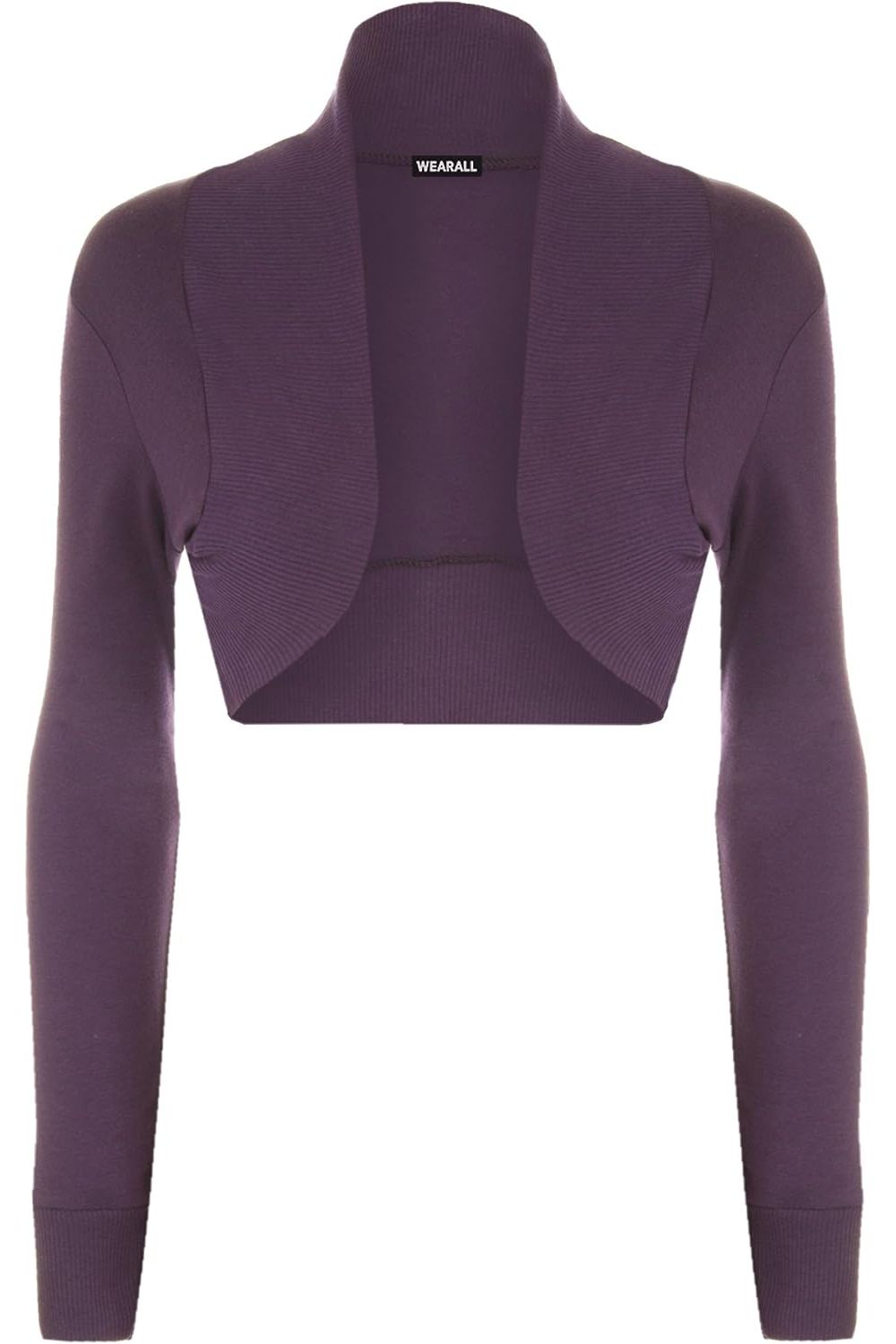 Long Sleeve Ribbed Bolero Shrug Tops WearAll Purple 8-10